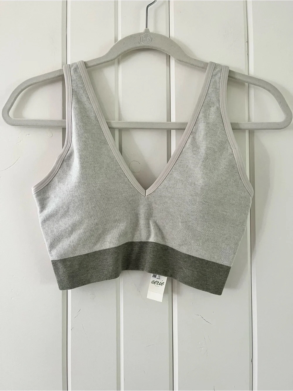 Aerie Superchill Cotton Seamless Plunge Bralette in Olive Green, Sz XL, NWT